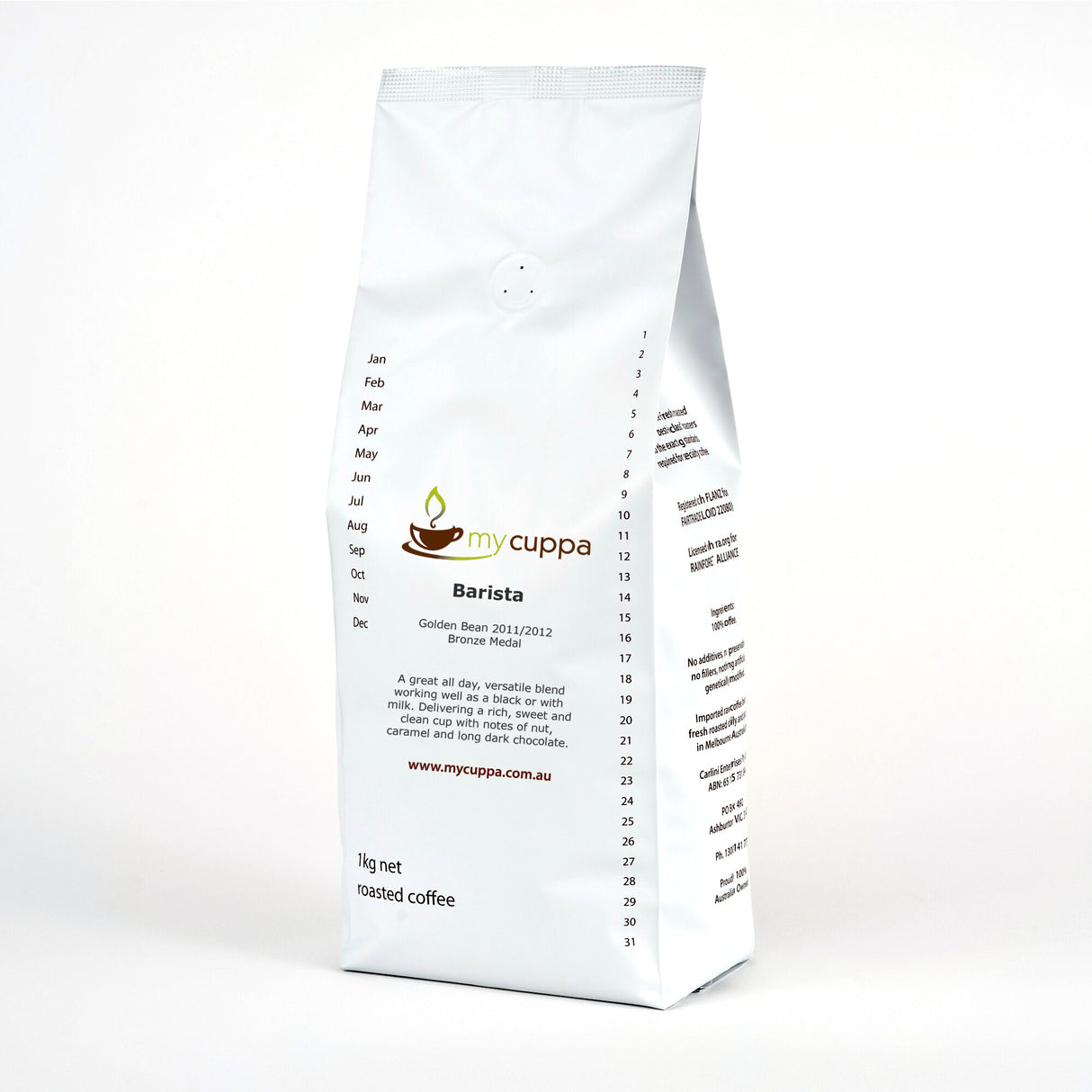 1kg pack mycuppa award winning Barista Blend coffee