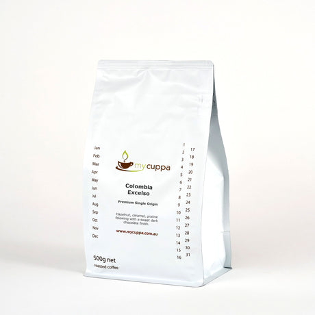 mycuppa 500g pack of premium quality fresh roasted Colombia Excelso single origin coffee