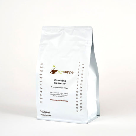 mycuppa Colombia Supremo 1kg bag of premium quality fresh roasted single origin coffee