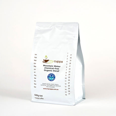mycuppa 500g pack of Mountain Water Organic Certified Decaf coffee