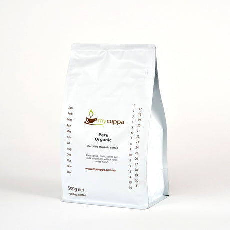 500g bag of mycuppa Peru Organic coffee