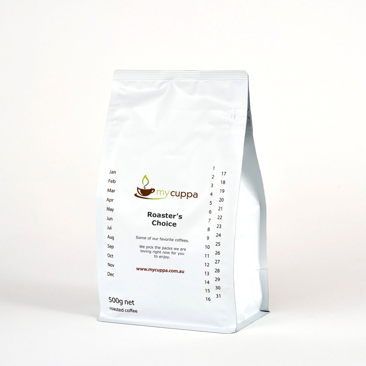 mycuppa 500g bag of Roasters Choice premium quality fresh roasted coffee