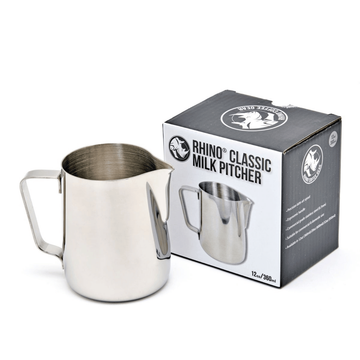 mycuppa offers Rhino quality stainless steel milk jugs for sale with delivery to your door